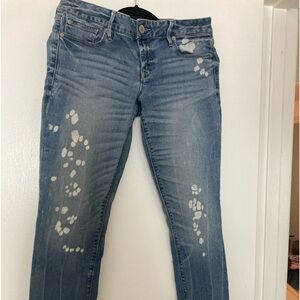 Express Jeans  Ankle Skinny Stella Low Rise with bleach spots. Size 8